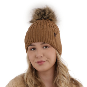 Wintermütze Damen aus Merinowolle in Beige Larida