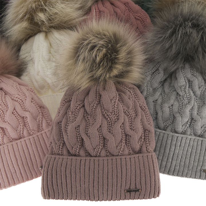 Wintermütze Damen mit Bommel Grau Deva