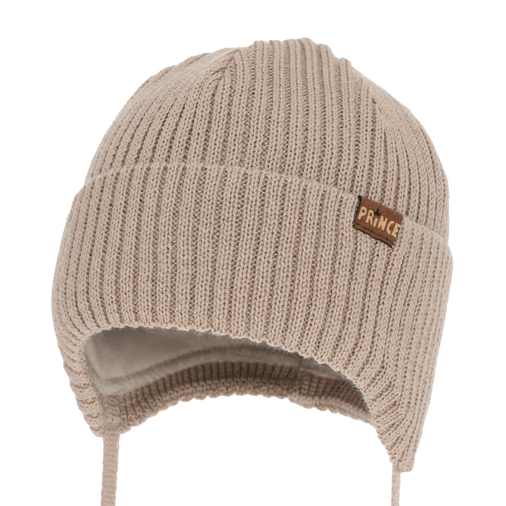 Wintermütze Jungen, mit Merinowolle, beige, Puser