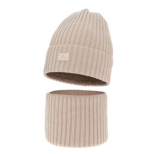 Winterset für Mädchen: Mütze und Schlauchschal in Beige Tampa