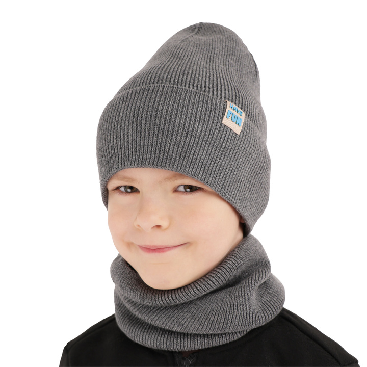 Herbst und Frühlingsset Jungen: Mütze und Schlauchschal Navy Blau Ottavio