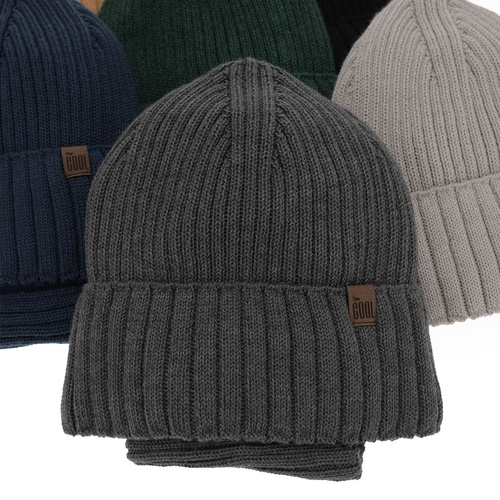 Winterset für Jungen: Mütze und Schlauchschal aus Merinowolle in Blau Metis