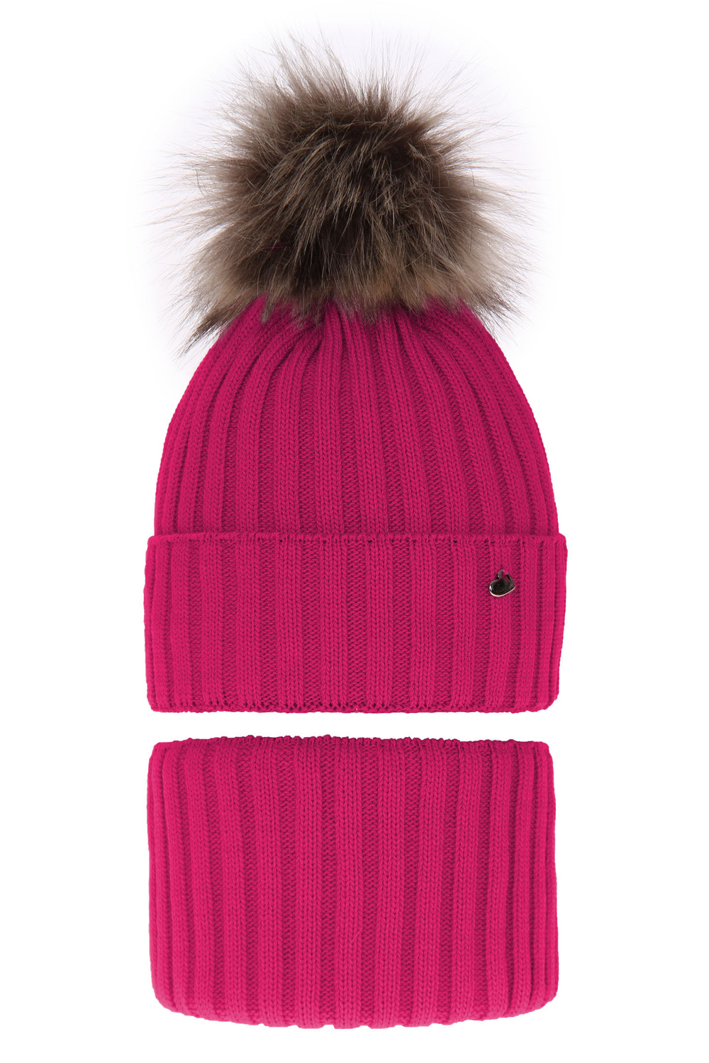 Winterset Mädchen: Mütze und Schlauchschal mit Bommel Rosa Wilma