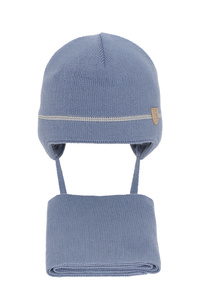 Winterset Jungen: Mütze und Schal Blau Musso