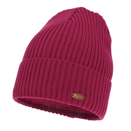 Damen Wintermütze, amarant, mit Merinowolle Shila