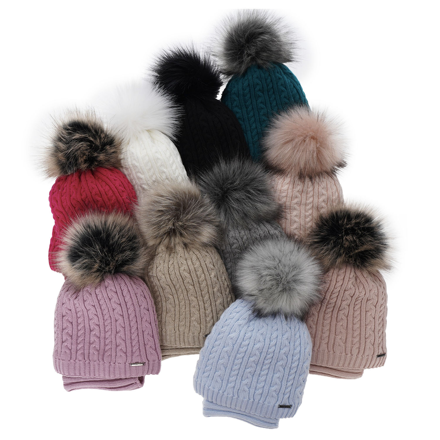 Winterset Mädchen: Mütze und Schlauchschal mit Bommel Rosa Rima