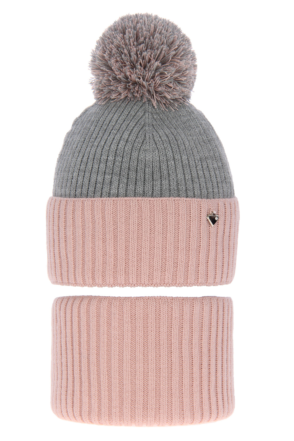 Winterset Mädchen: Mütze und Schlauchschal mit Bommel Rosa Kolumbina