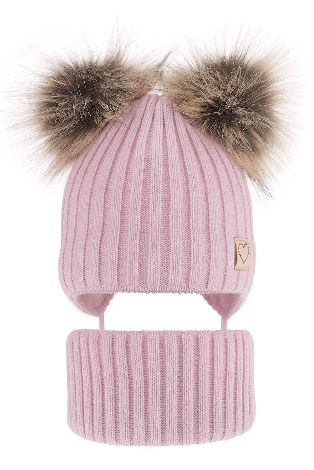 Winterset Mädchen: Mütze und Schlauchschal mit zwei Bommeln Rosa Telisa