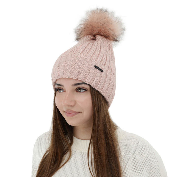 Wintermütze Damen mit Bommel Rosa Karizma