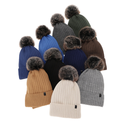 Winterset für Jungen: Mütze und Schlauchsch mit Bommel in Camel Relax