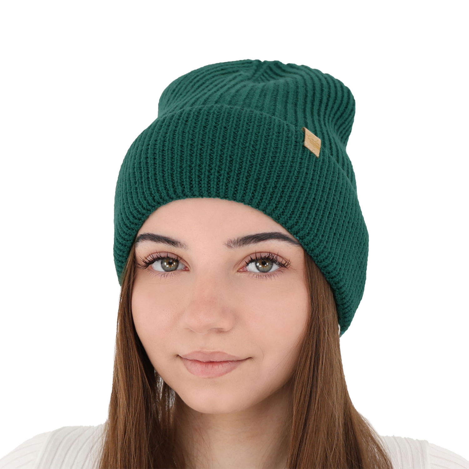 Wintermütze Damen 100% extrafeine Merinowolle Grün Isla