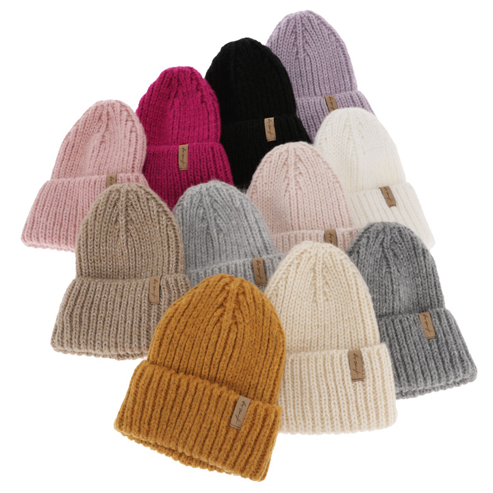Wintermütze Damen aus Merinowolle Honig Caro