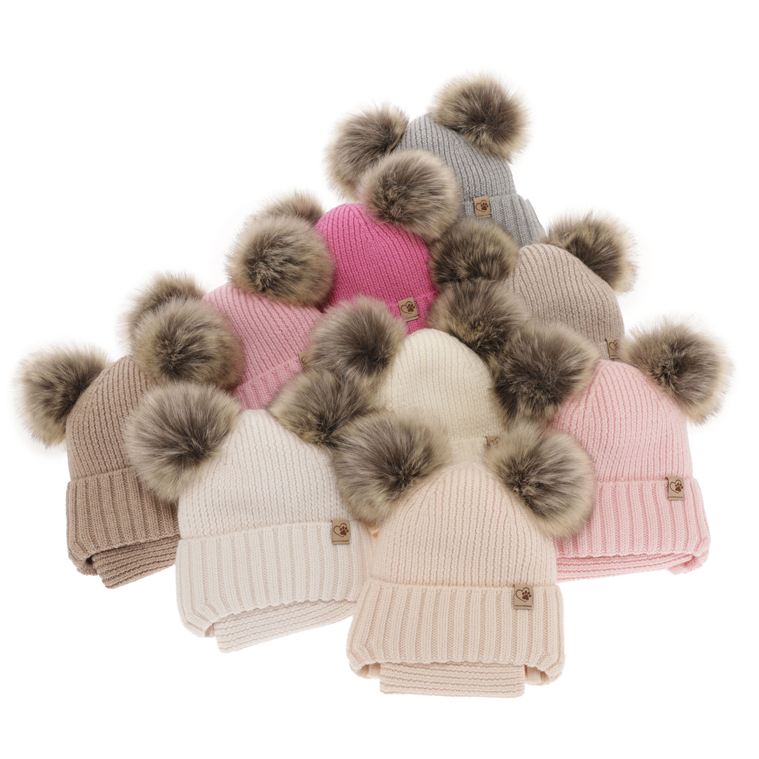 Winterset Mädchen: Mütze und Schlauchschal aus 100% extrafeiner Merinowolle in Rosa Silvia