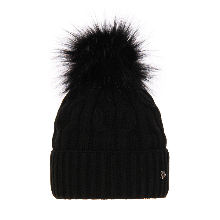 Wintermütze Damen mit Bommel Schwarz Laona