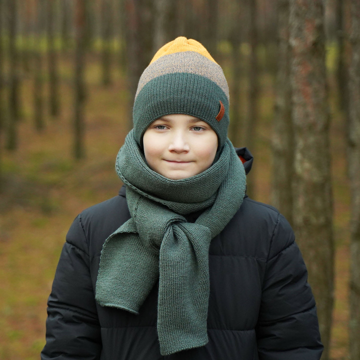 Winterset Jungen: Mütze und Schal Khaki Sonik