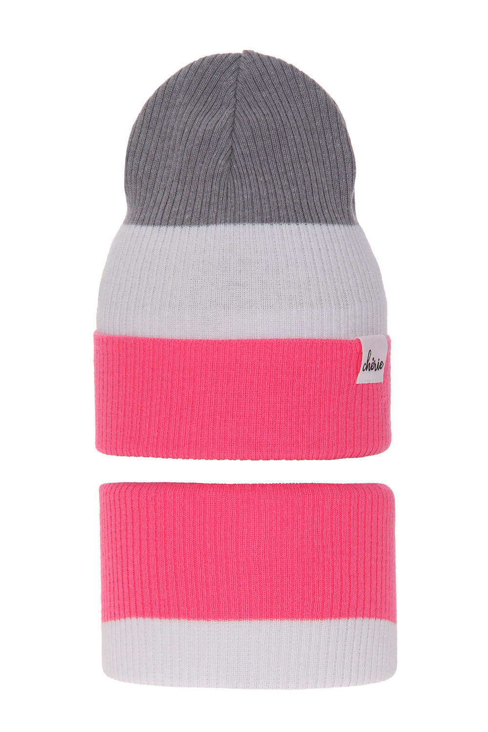 Herbst und Frühlingsset Mädchen: Mütze und Schlauchschal, mit Baumwolle, Rosa Dalila