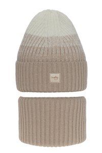 Winterset Mädchen: Mütze und Schlauchschal Beige Tasha