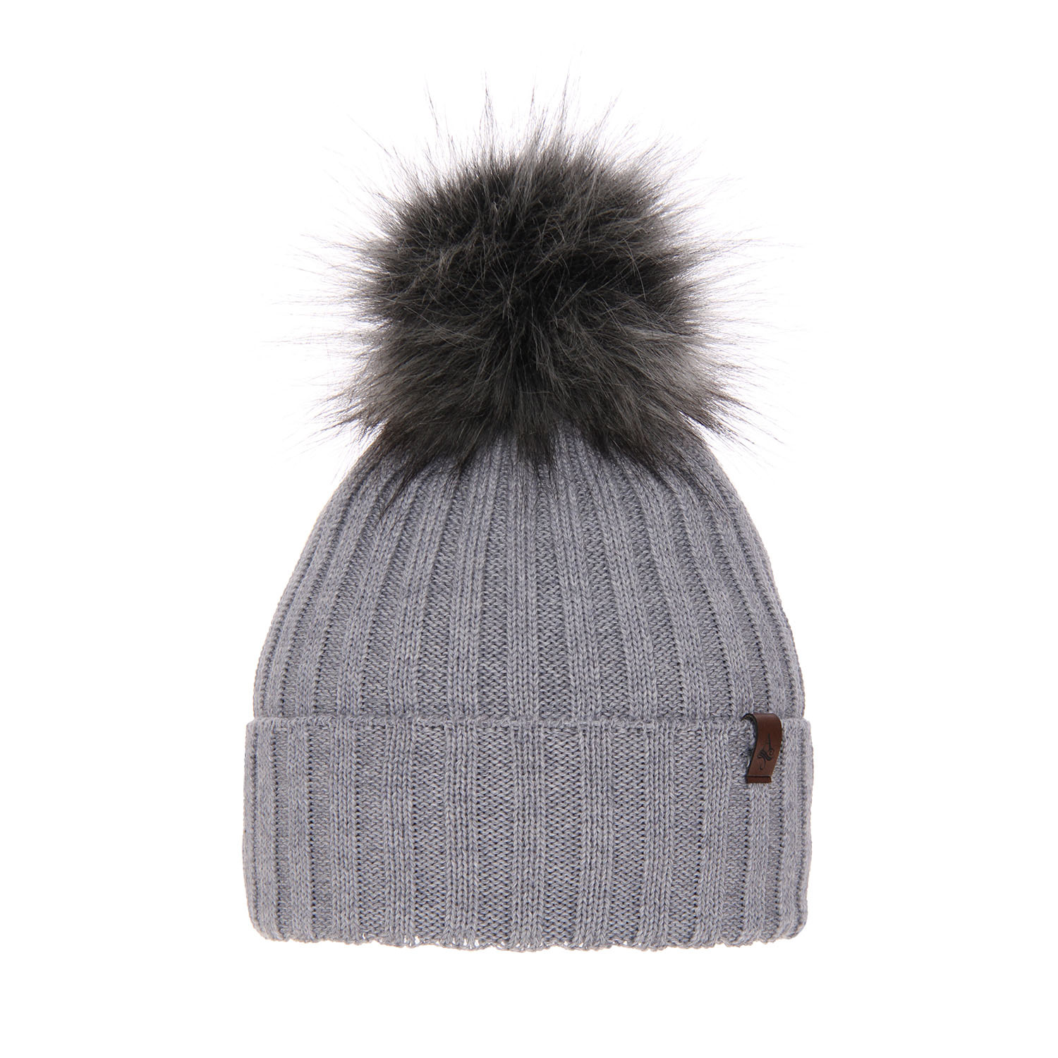 Wintermütze Damen aus Merinowolle in Grau Texa