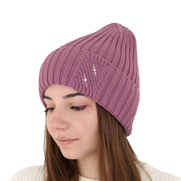 Wintermütze Damen 100% extrafeine Merinowolle Grau Ariga
