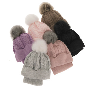 Winterset Mädchen: Mütze und Schlauchschal mit Bommel Rosa Etula