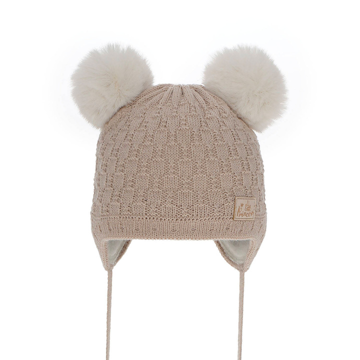 Wintermütze für Mädchen mit Bommel Beige Emila