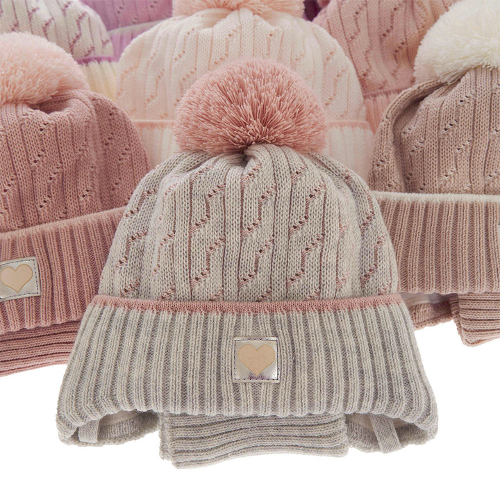 Winterset Mädchen: Mütze und Schlauchschal mit Bommel Rosa Natka