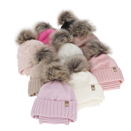 Winterset Mädchen: Mütze und Schlauchschal, Winter, rosa, mit Bommel, Primula